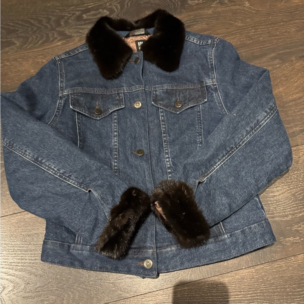 Vintage SPI 25 jean jacket with mink fur